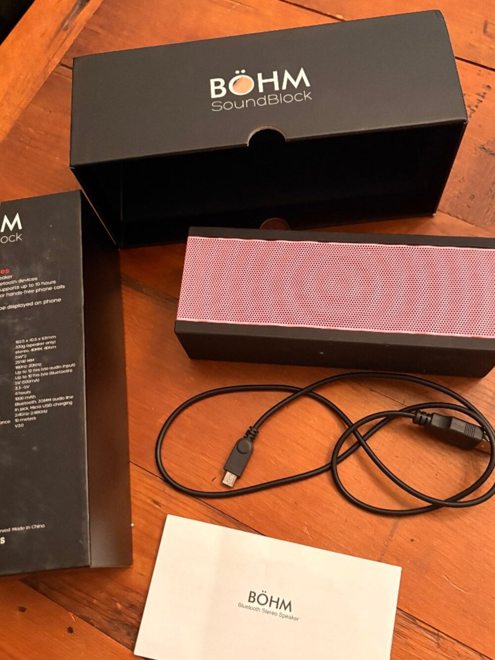 BOHM SOUNDBLOCK BLUETOOTH PORTABLE SPEAKER - PINK --LIKE NEW!!!